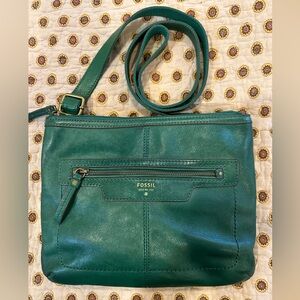 Fossil Green Leather Crossbody Bag